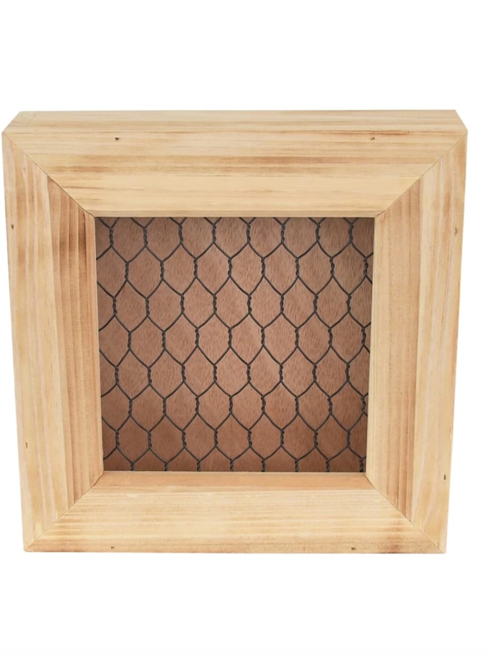 Wooden Flower Plant Holder Decorative Shadow Box 8" Square Chicken Wire Mesh NEW